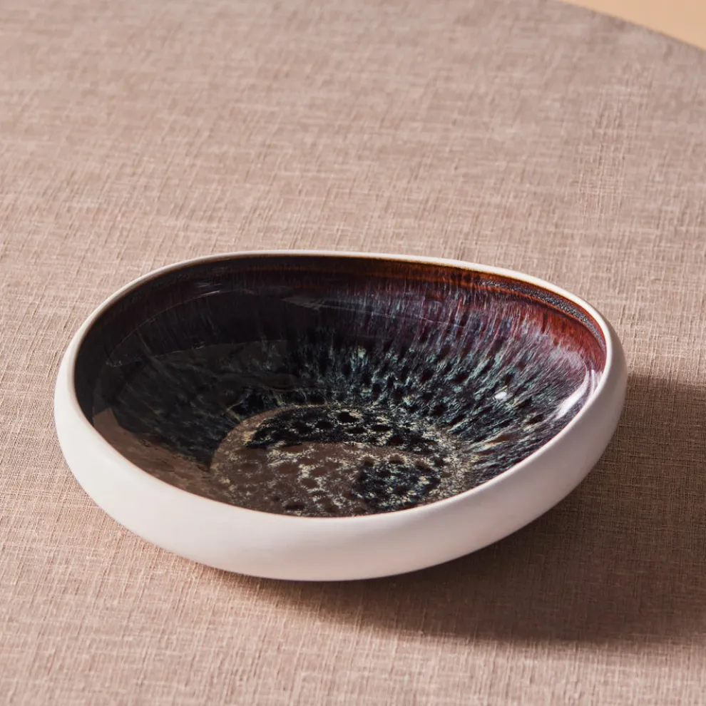 Karaca Earth Collection New Galactic Reactive Glaze Salad Bowl, 23cm, White