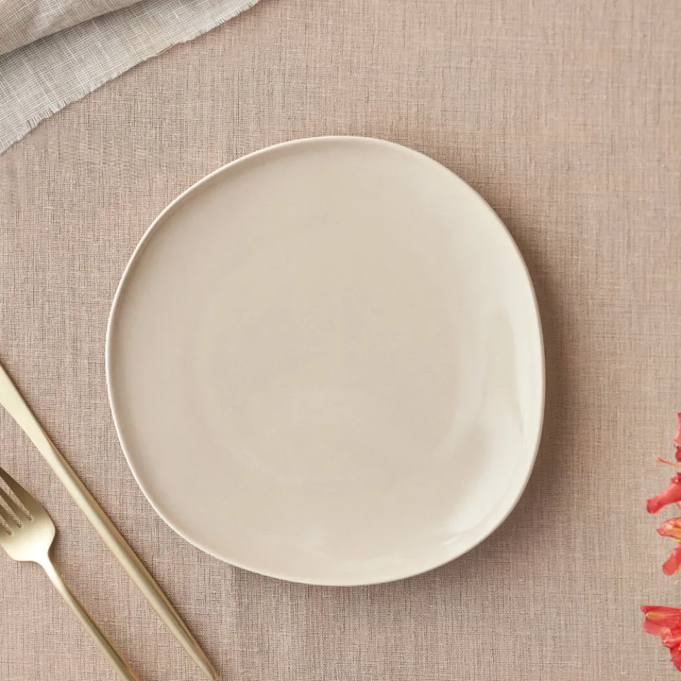 Karaca Earth Collection New Cupid Dessert/Side Plate, 22cm, Beige White