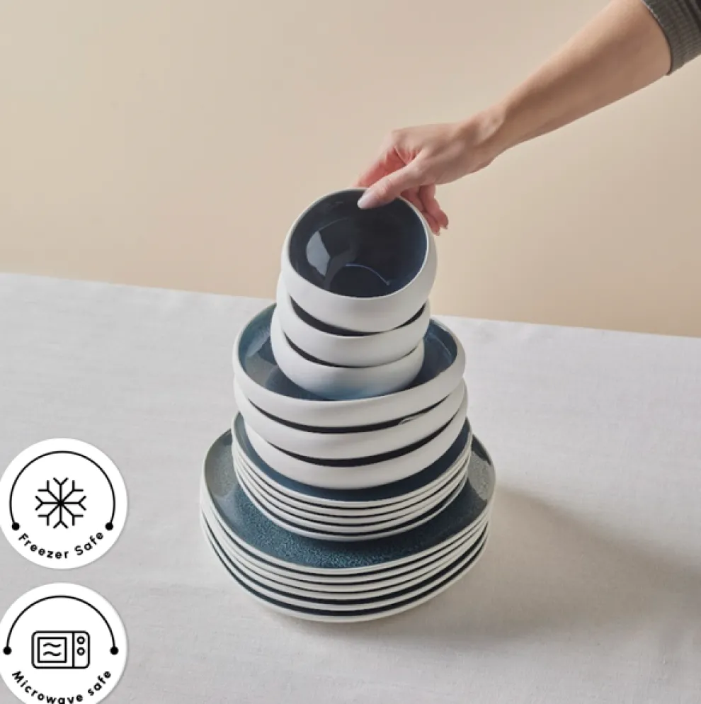 Karaca Earth Collection New Galactic Oscar Reactive Glaze 55-Piece Dinner Set for 12 People, Multi