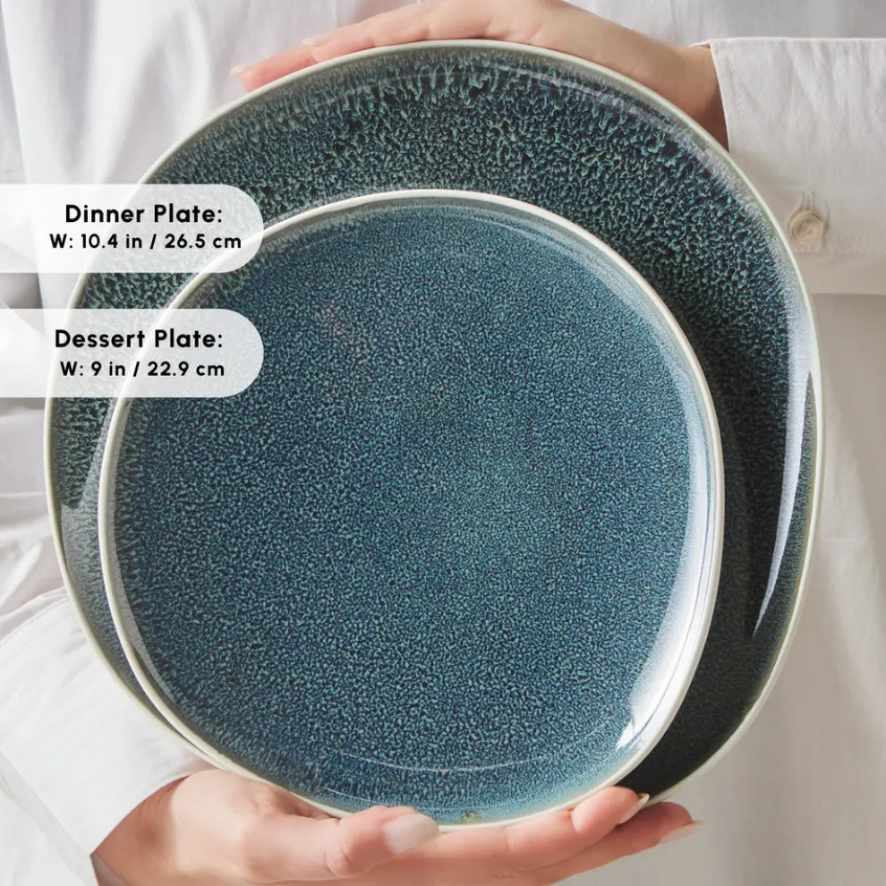 Karaca Earth Collection New Galactic Oscar Reactive Glaze 55-Piece Dinner Set for 12 People, Multi