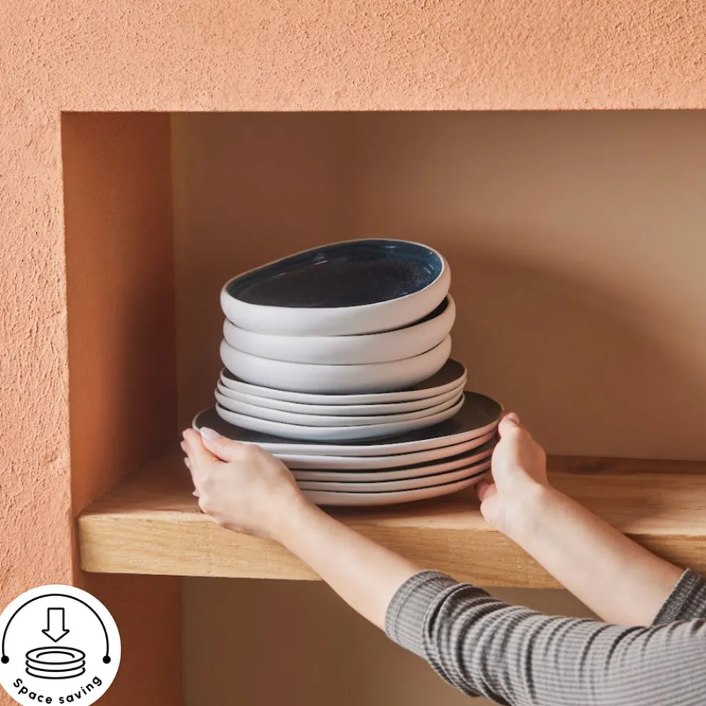 Karaca Earth Collection New Galactic Oscar Reactive Glaze 55-Piece Dinner Set for 12 People, Multi