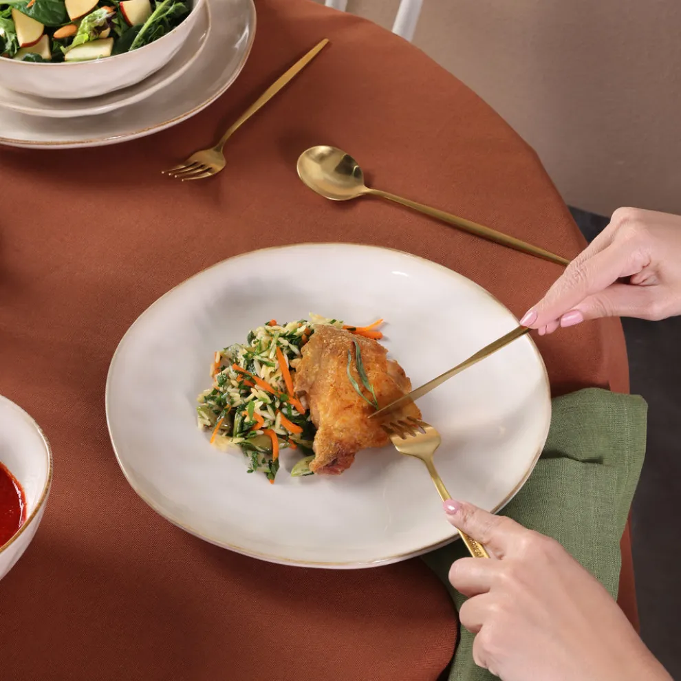 Karaca Earth Collection Aria 55-Piece Stoneware Ceramic Dinner Set for 12 People, Beige