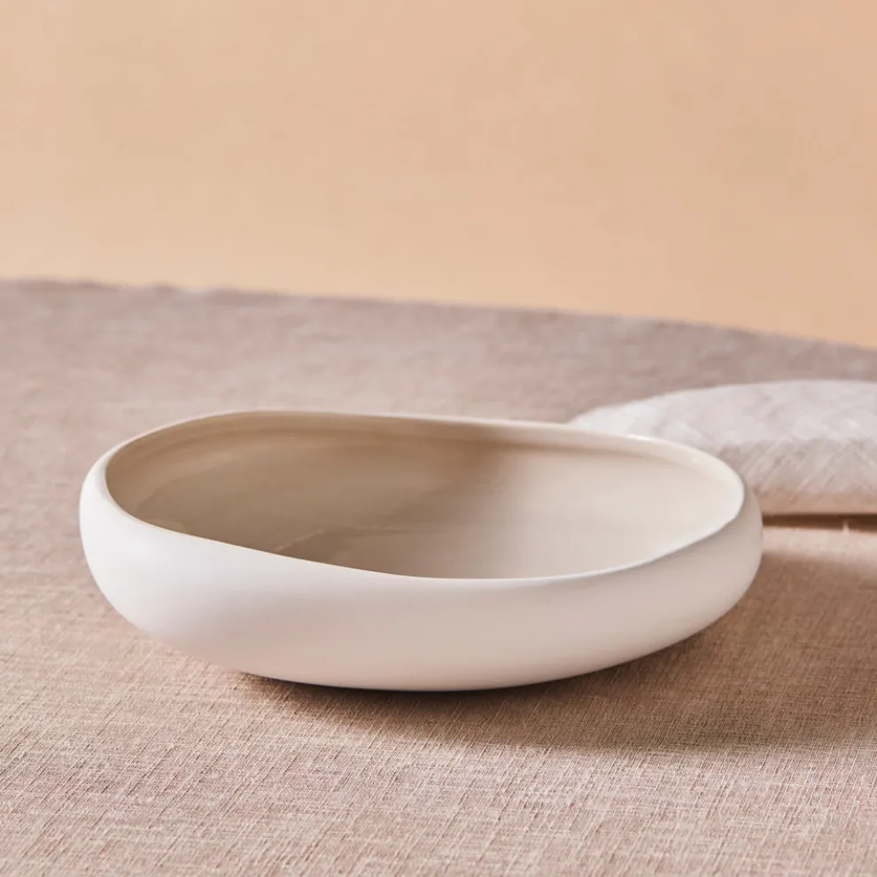 Karaca Earth Collection New Cupid Salad Bowl, 23cm, Beige White