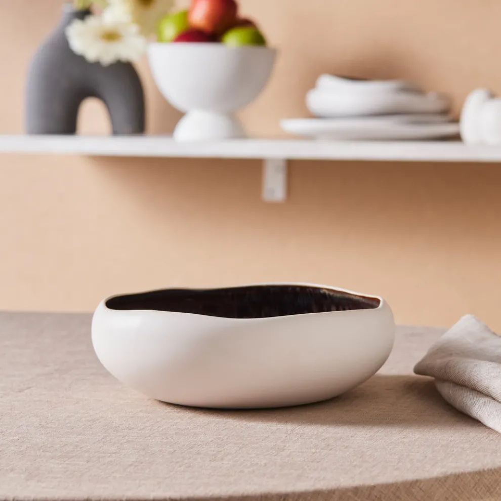 Karaca Earth Collection New Galactic Reactive Glaze Pasta Bowl, 21cm, White