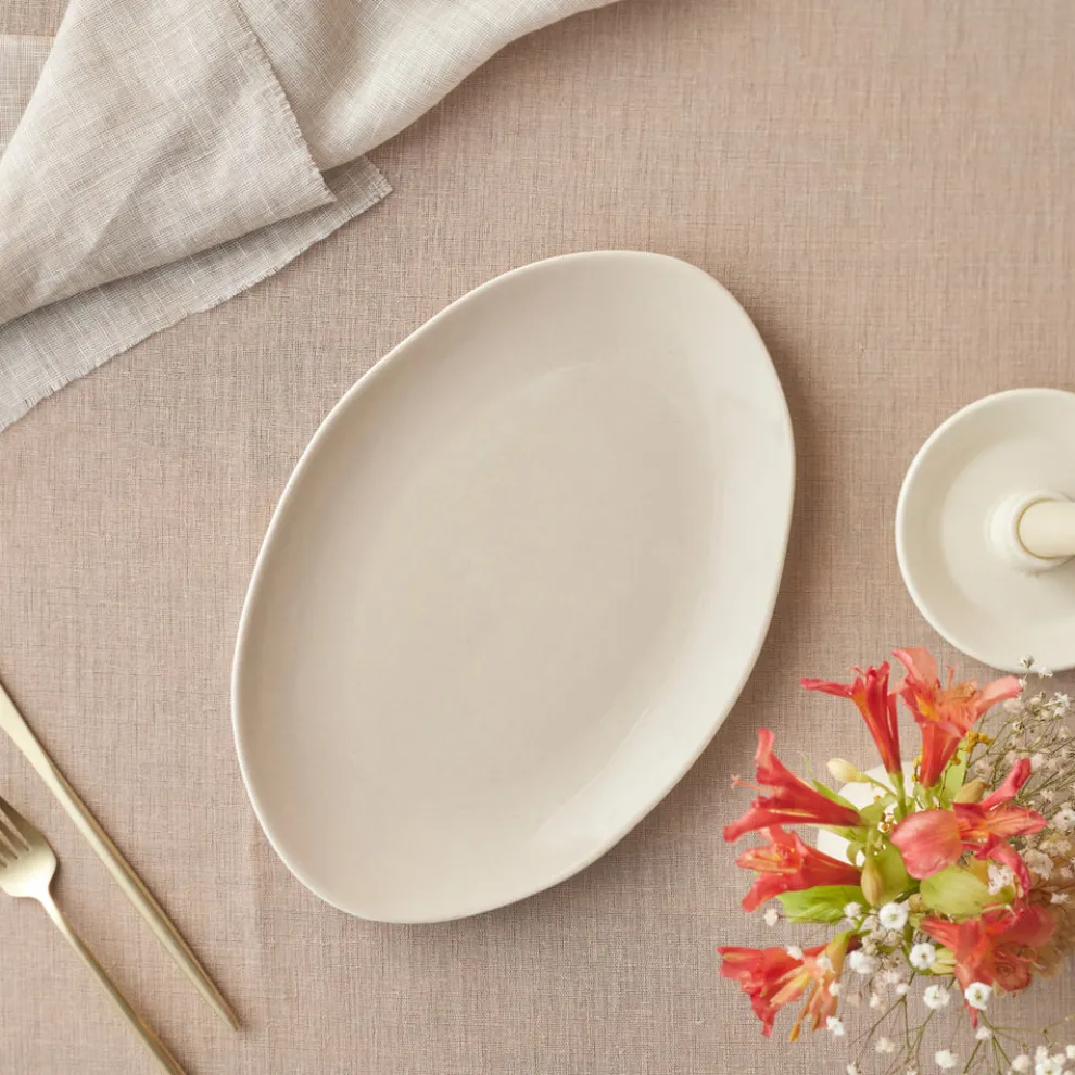 Karaca Earth Collection New Cupid Serving Platters, 30cm, Beige White