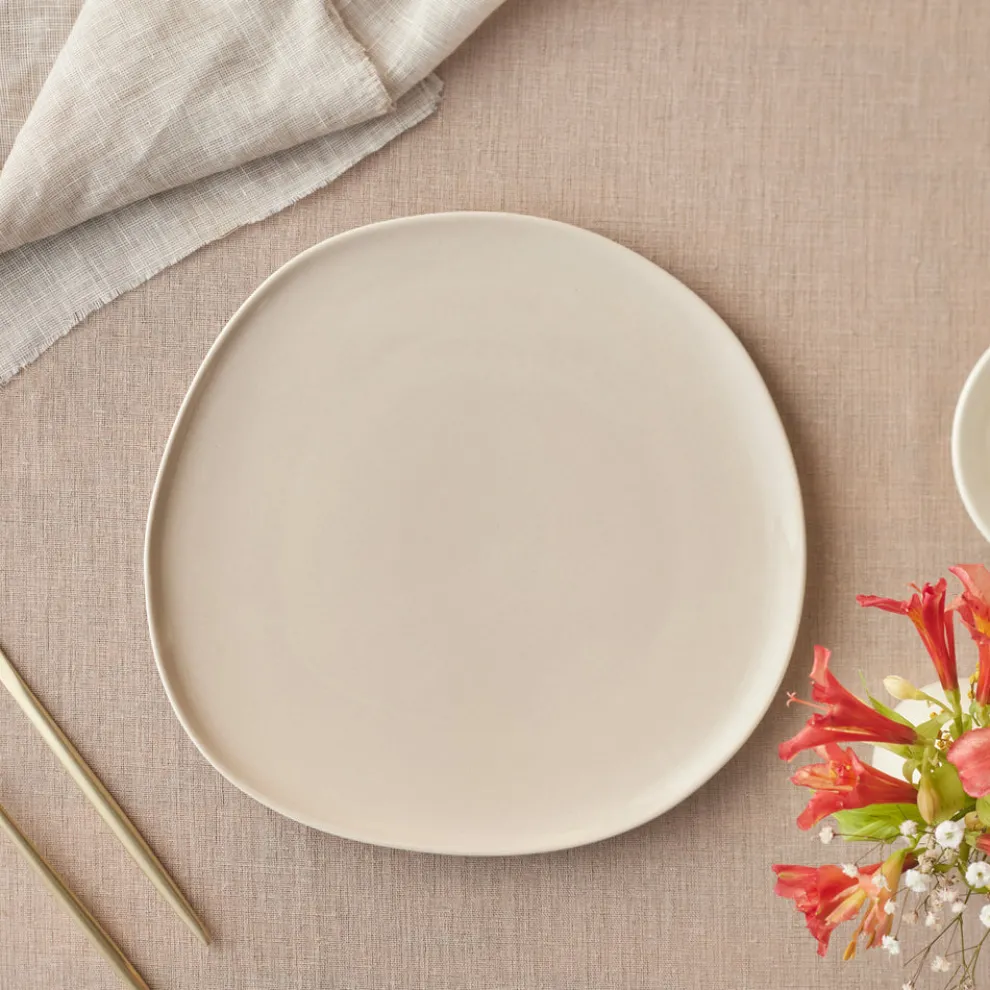 Karaca Earth Collection New Cupid Reactive Glaze Dinner Plate, 27cm, Beige White