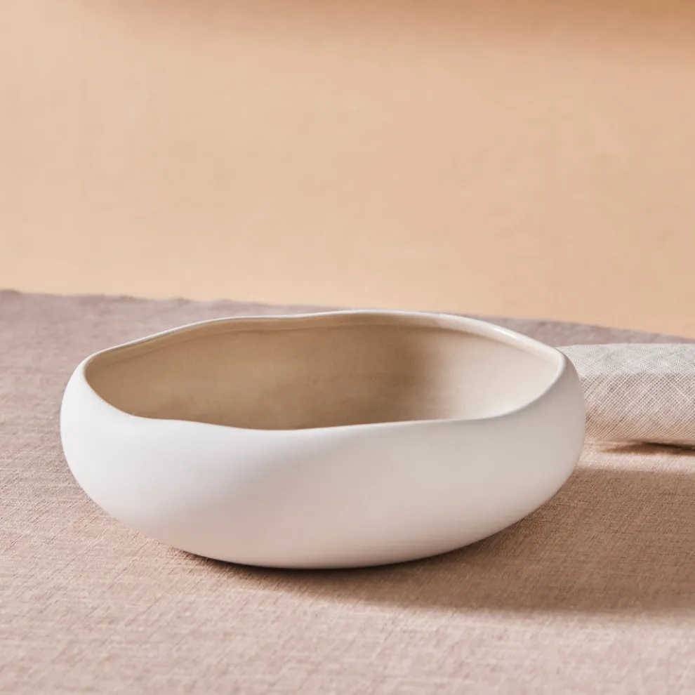 Karaca Earth Collection New Cupid Pasta Bowl, 21cm, Beige White