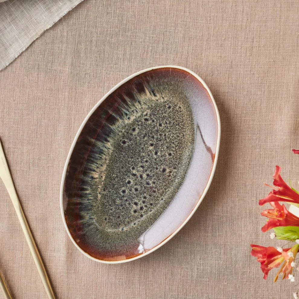 Karaca Earth Collection New Galactic Reactive Glaze Serving Platter, 24cm, White