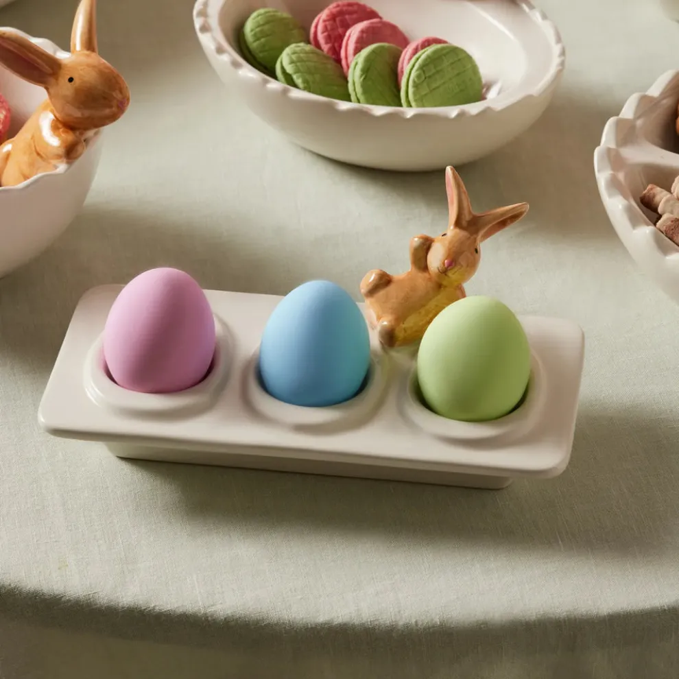 Karaca Easter 3-Compartment Egg Cup, White Multi