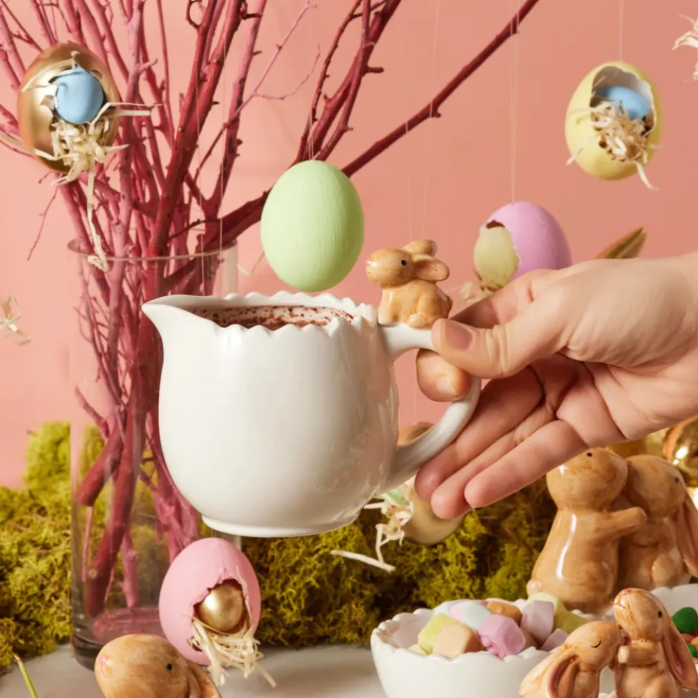 Karaca Easter Milk Jug, 14cm, White Multi