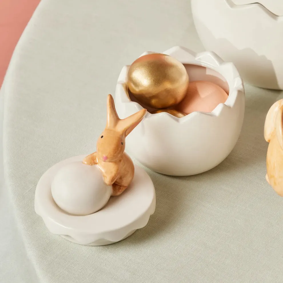 Karaca Easter Storage Container with Lid, Small, White Multi