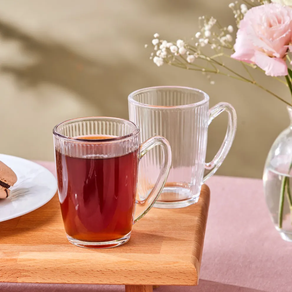 Karaca Edna 6-Piece Glass Turkish Tea Set for 6 People, 160ml, Transparent