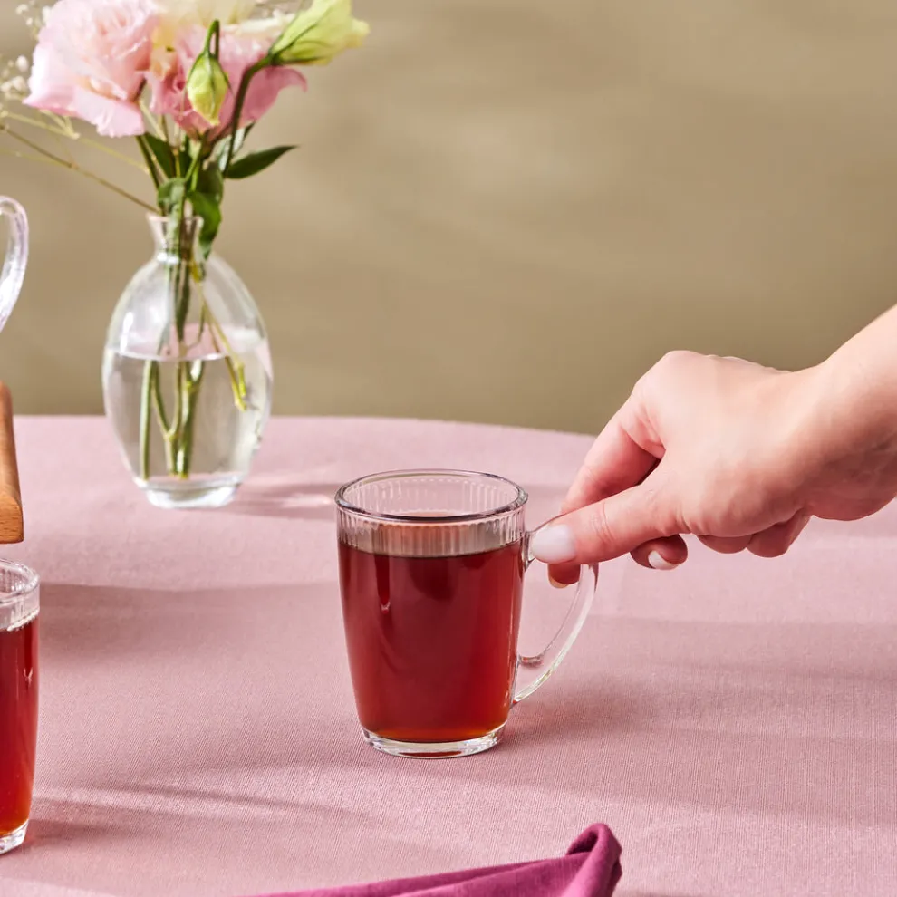 Karaca Edna 6-Piece Glass Turkish Tea Set for 6 People, 160ml, Transparent