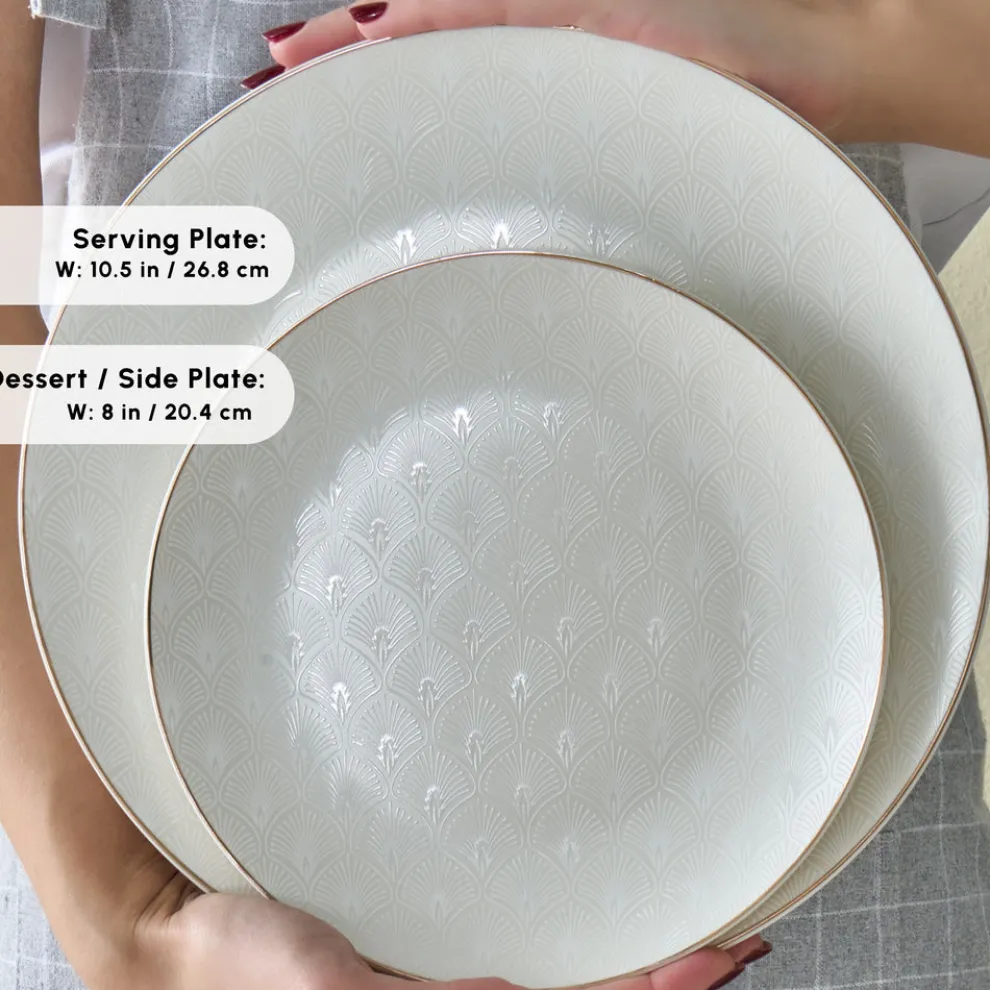 Karaca Elegance Bone China Mandarin 53-Piece Dinner Set for 12 People, Gold