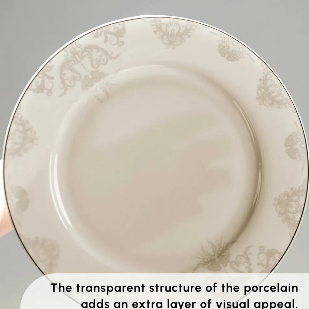 Karaca Elegance Bone China Siena 53-Piece Dinner Set for 12 People, Gold