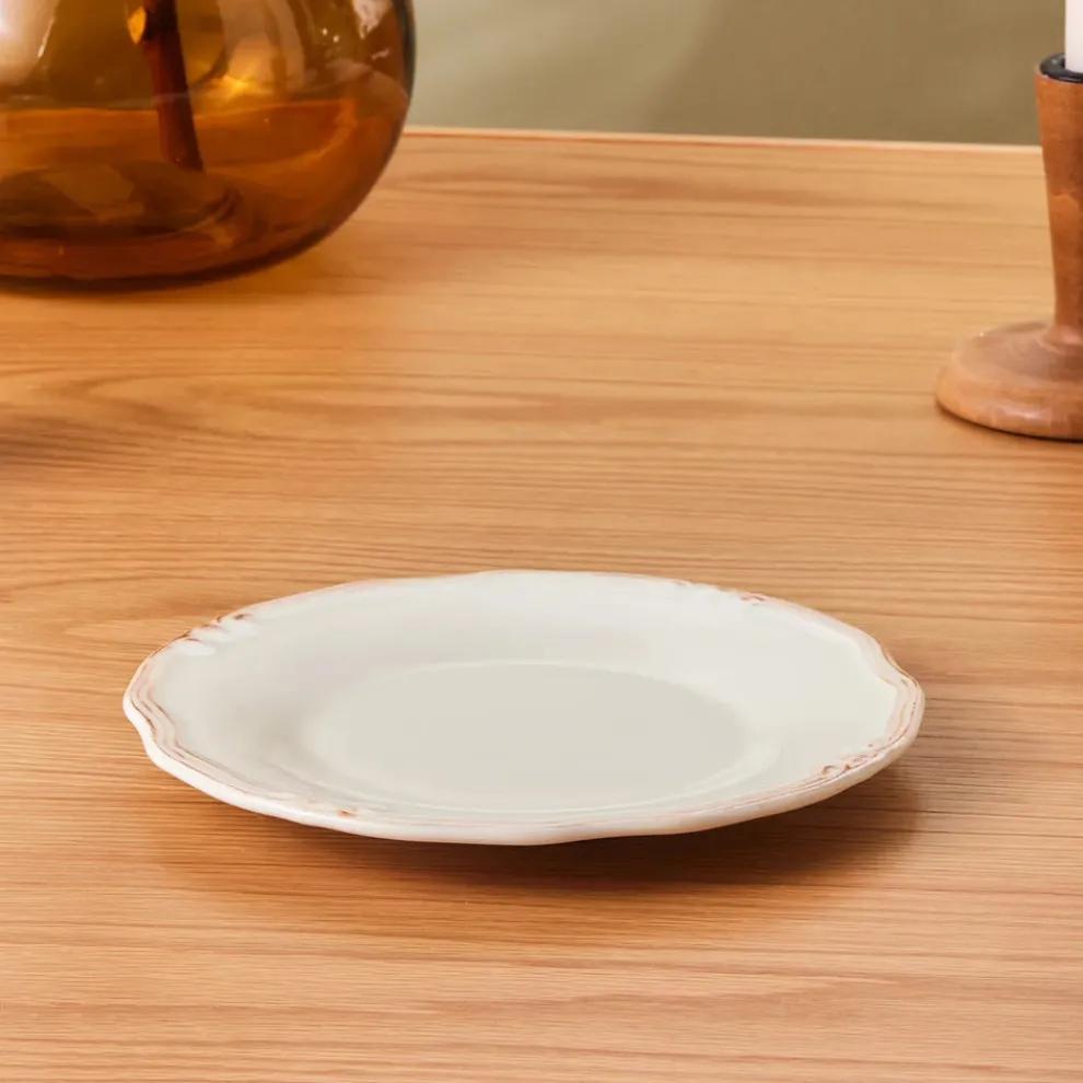 Karaca Elizabeth Ceramic Side Plate, 20cm, Ecru