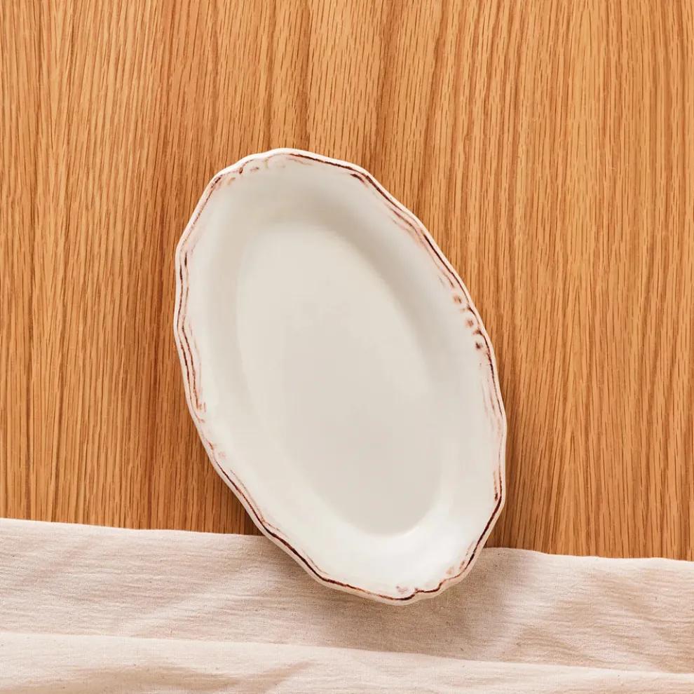 Karaca Elizabeth Ceramic Serving Platter, 20cm, Ecru