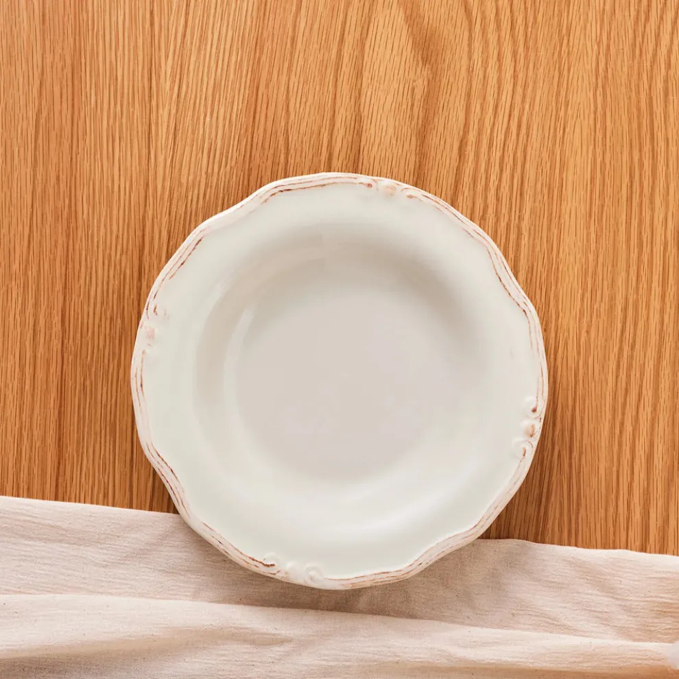 Karaca Elizabeth Ceramic Pasta Bowl, 22cm, Ecru