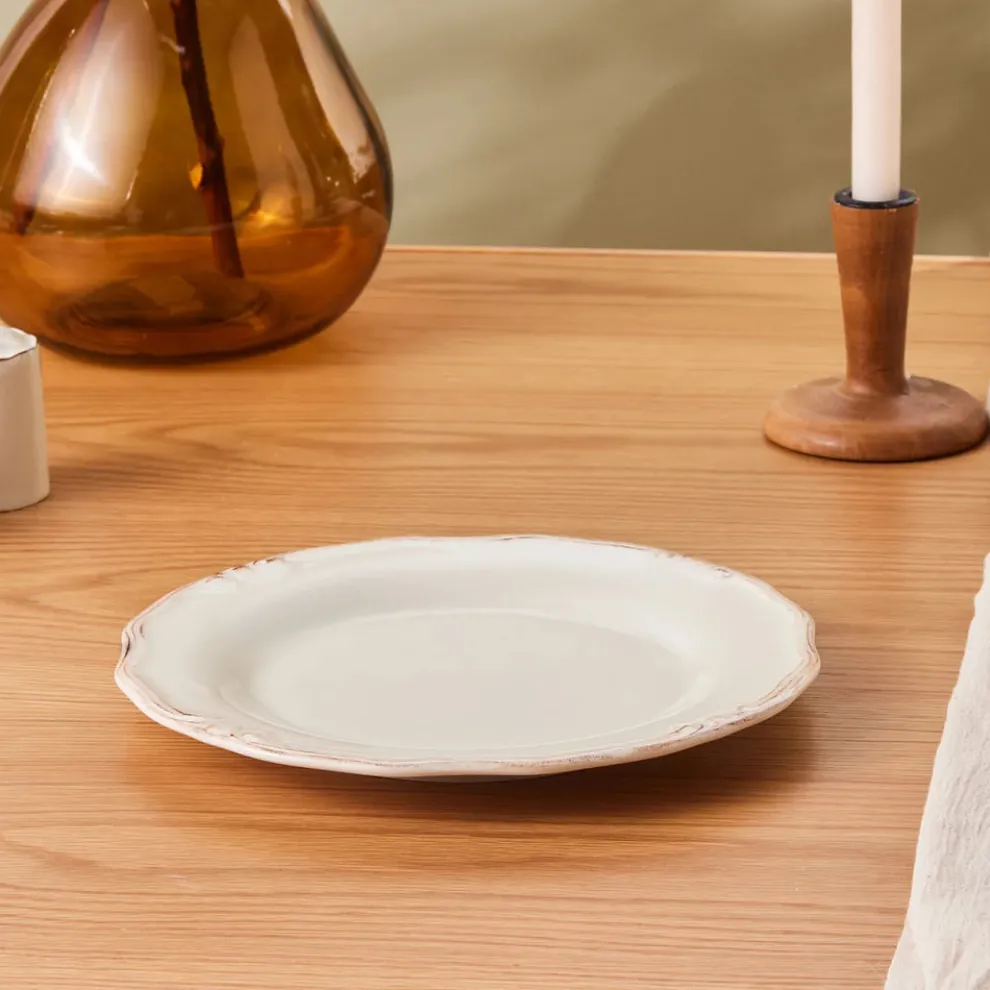 Karaca Elizabeth Ceramic Dinner Plate, 25cm, Ecru