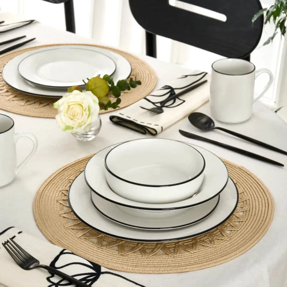 Karaca Emma 30-Piece Porcelain Dinner Set for 6 People, White