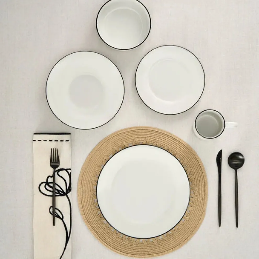 Karaca Emma 30-Piece Porcelain Dinner Set for 6 People, White