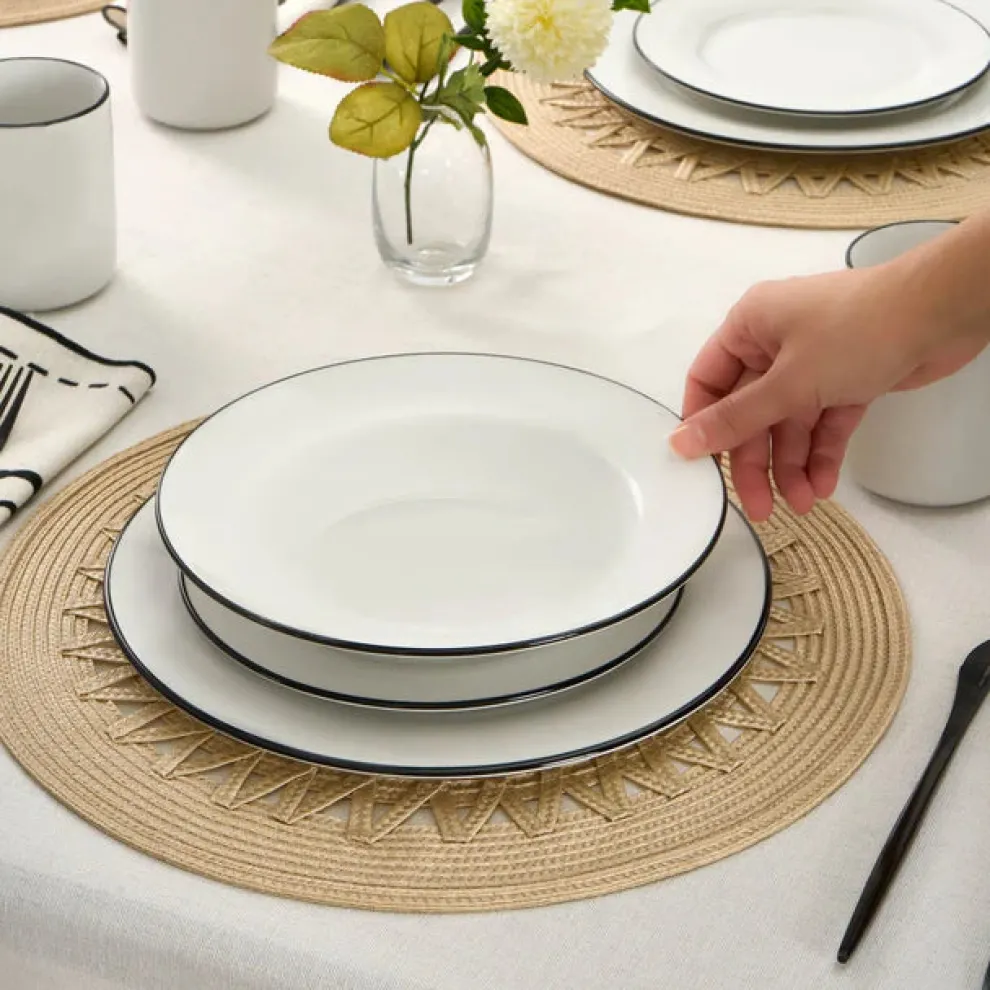 Karaca Emma 30-Piece Porcelain Dinner Set for 6 People, White