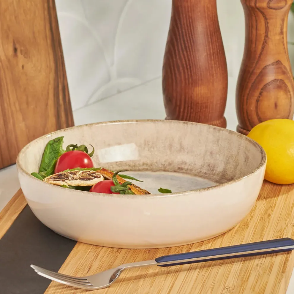 Karaca Ephesus Ceramic Pasta Bowl, 20cm, White Multi