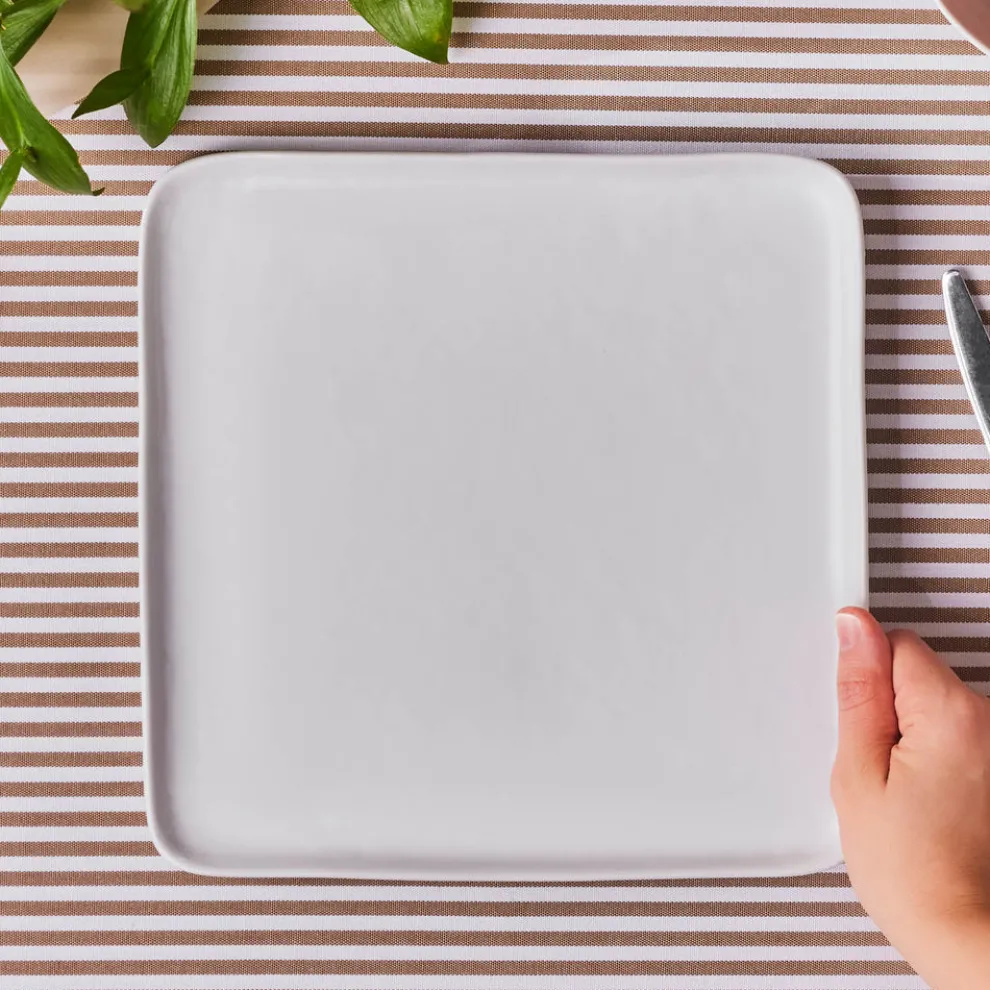 Karaca Epsilon Porcelain Square Dinner Plate, 26cm, White