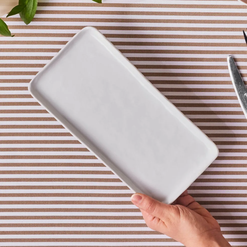 Karaca Epsilon Porcelain Rectangle Serving Platter, 26cm, White