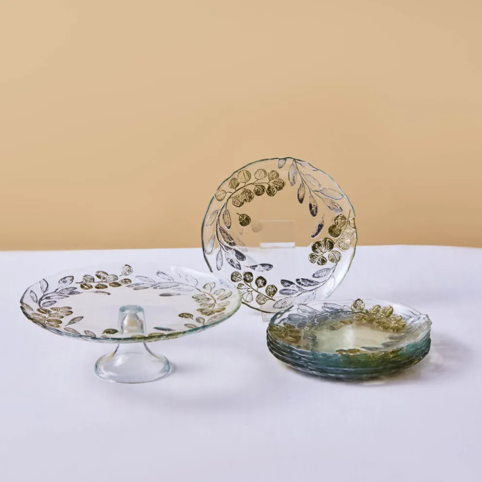 Karaca Eucaliyptus 7-Piece Glass Serveware Set for 6 People, Brown