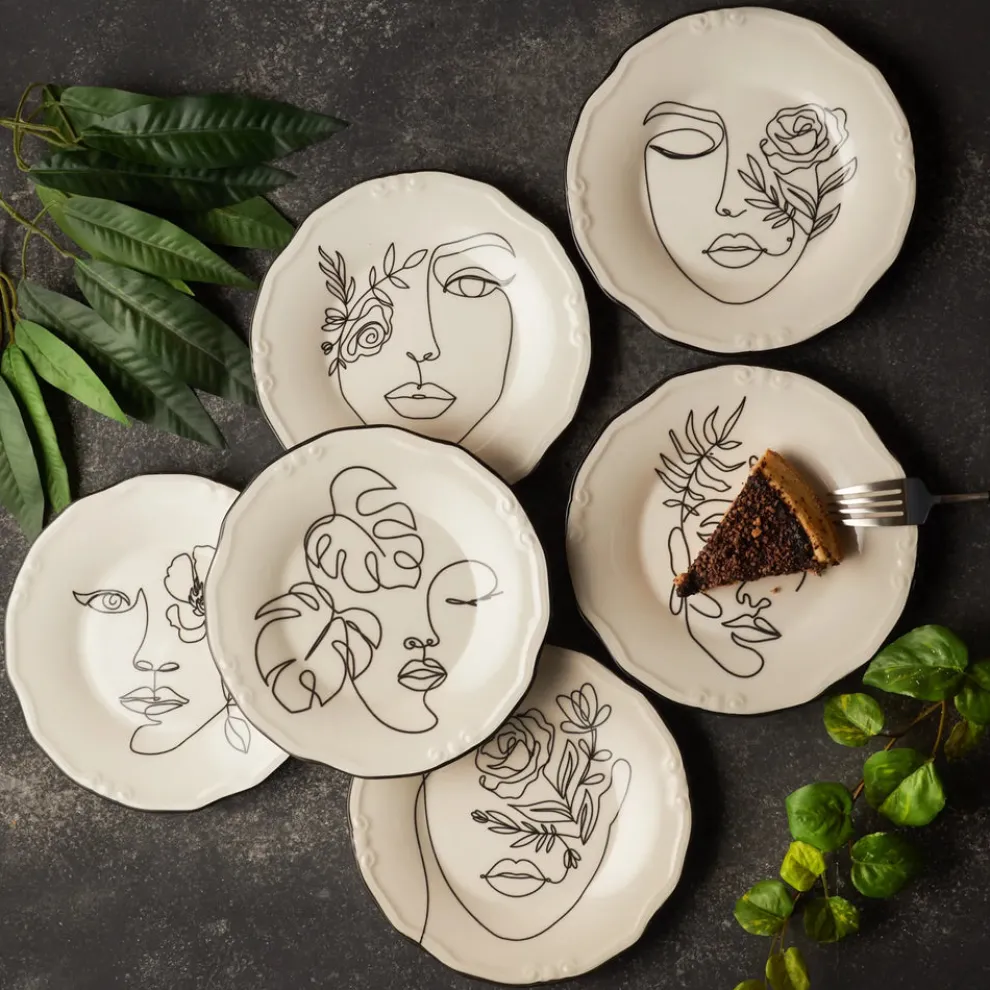 Karaca Face Porcelain Serveware Set for 6 People, 21cm, Multi