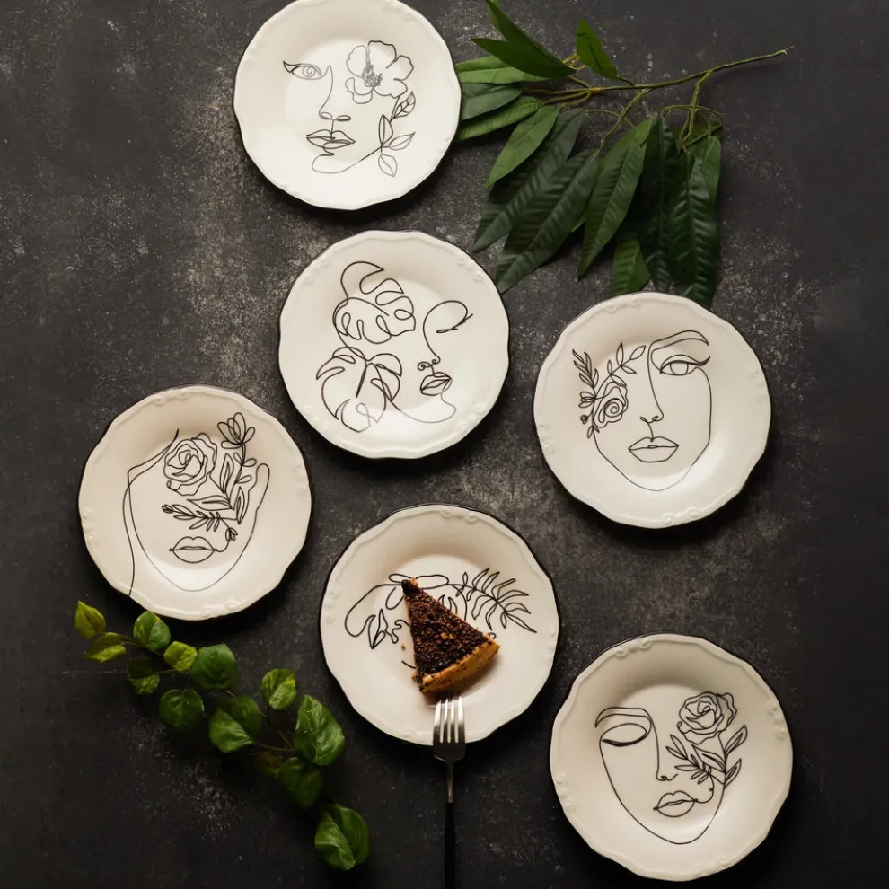 Karaca Face Porcelain Serveware Set for 6 People, 21cm, Multi