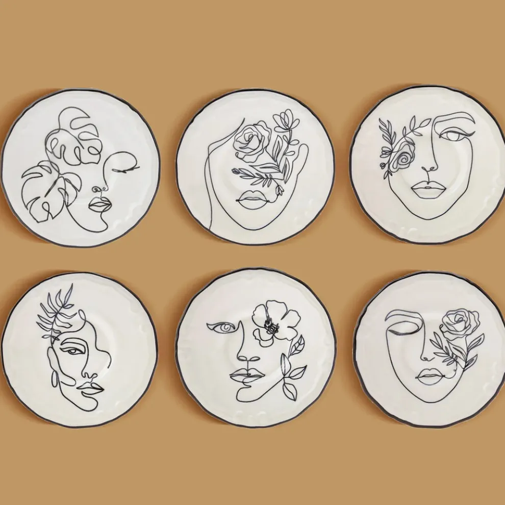 Karaca Face Porcelain Serveware Set for 6 People, 21cm, Multi