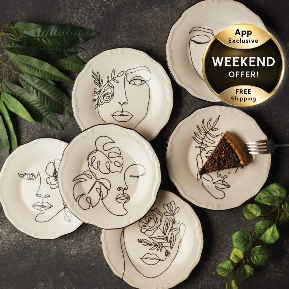 Karaca Face Porcelain Serveware Set for 6 People, 21cm, Multi