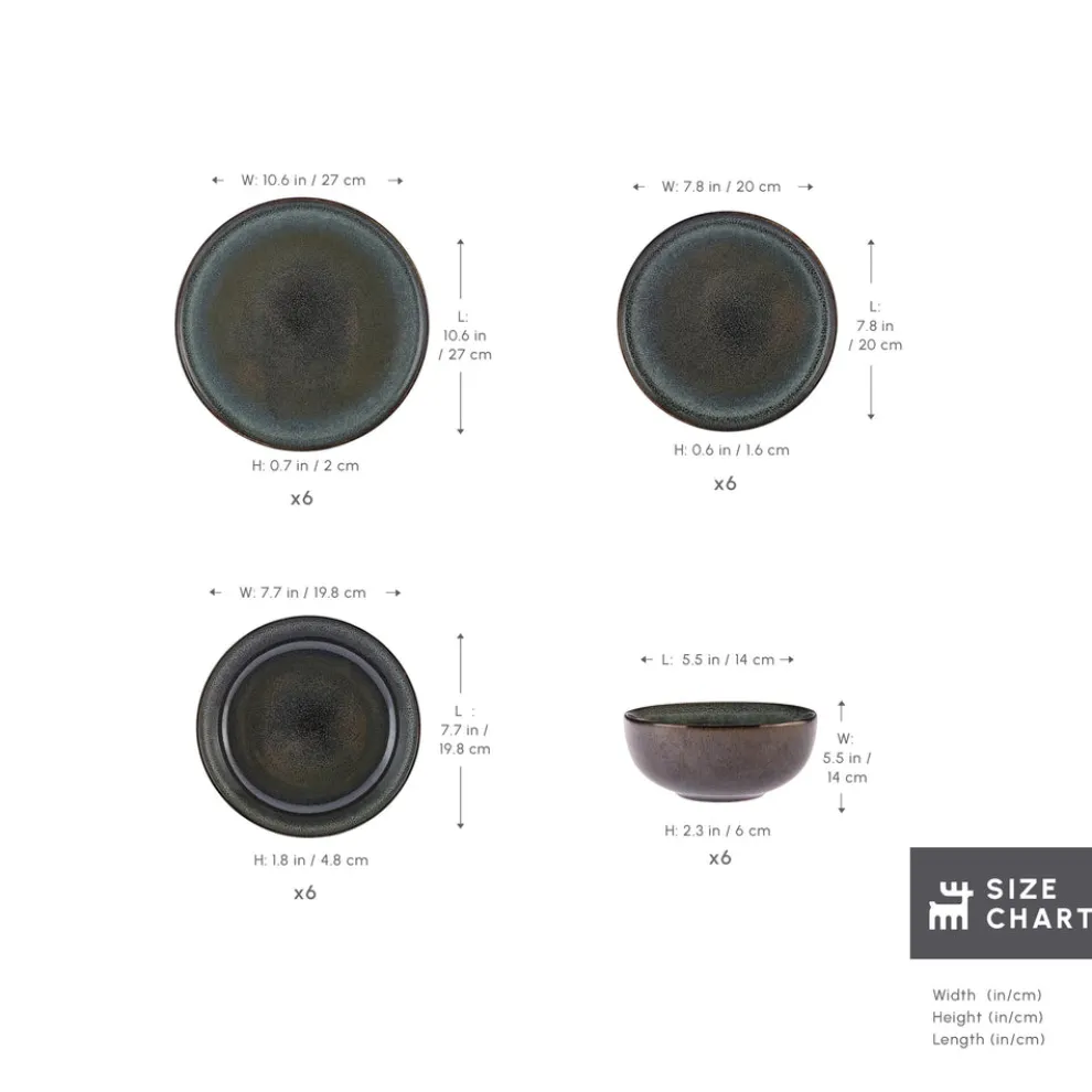 Karaca Fein 24-Piece Reactive Glaze Dinner Set for 6 People, Multi