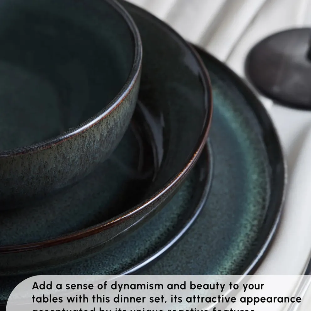 Karaca Fein 24-Piece Reactive Glaze Dinner Set for 6 People, Multi