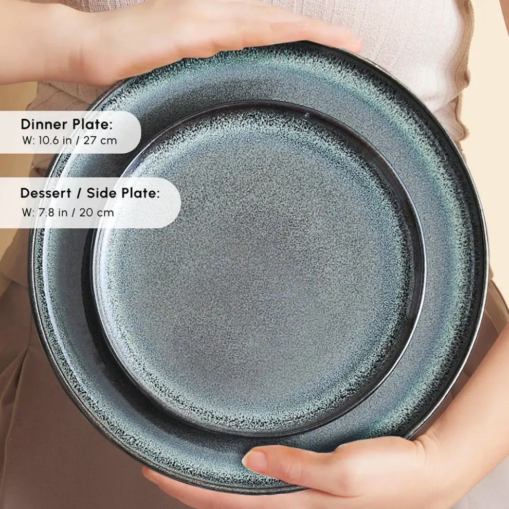 Karaca Fein 24-Piece Reactive Glaze Dinner Set for 6 People, Multi