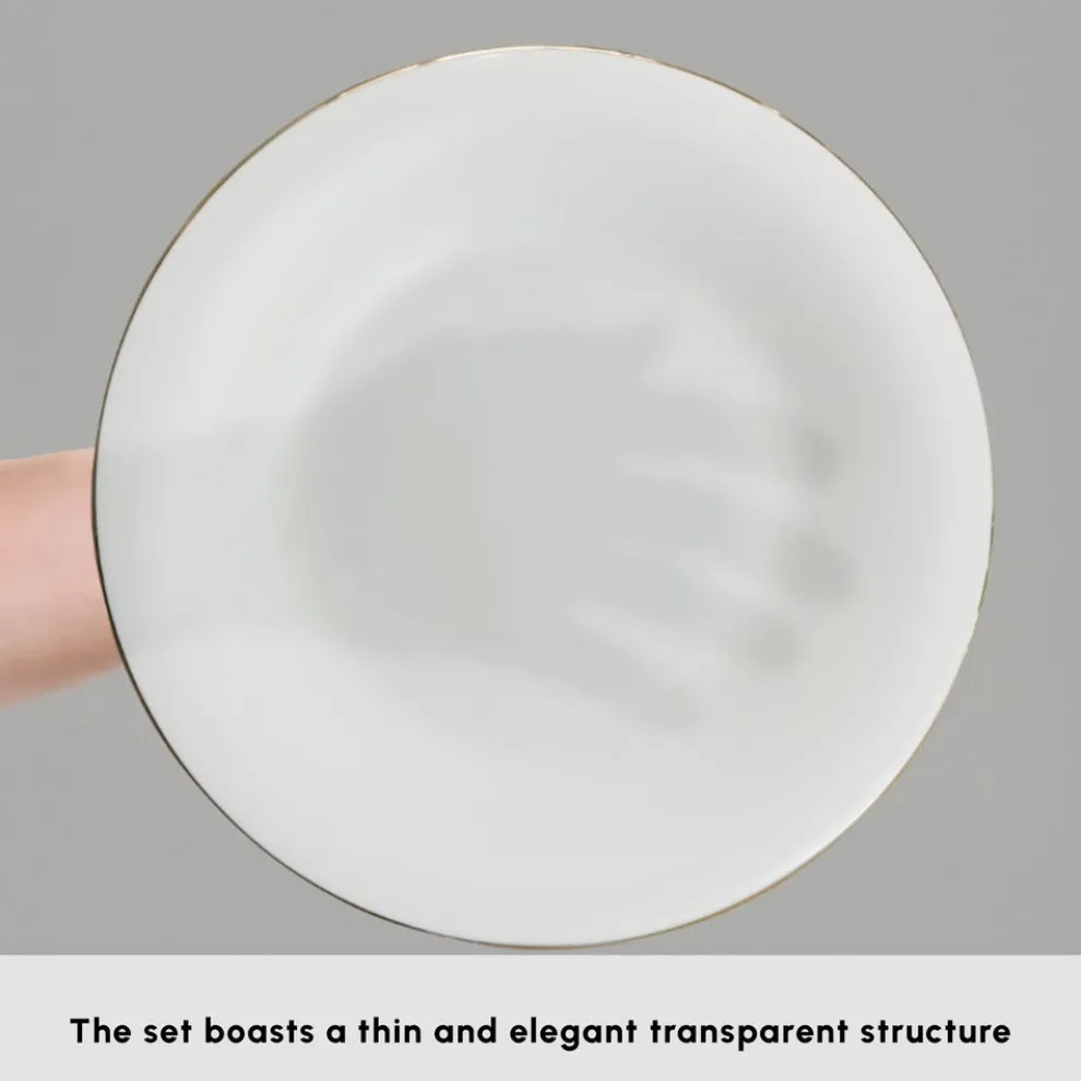 Karaca Fine Pearl New Fame 58-Piece Dinner Set for 12 People, Gold