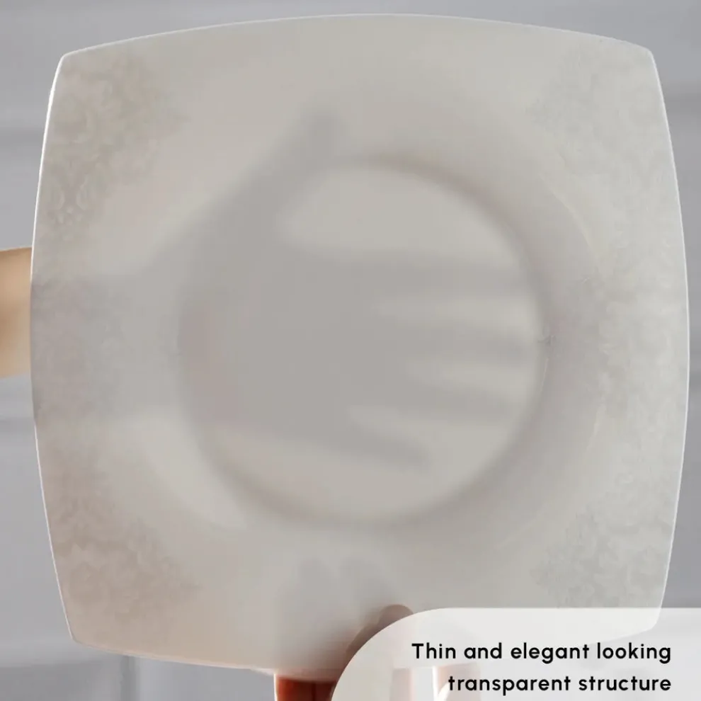 Karaca Fine Pearl Helen 62-Piece Dinner Set for 12 People, White