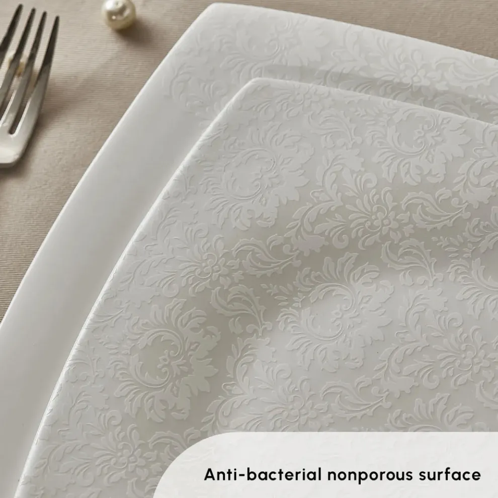 Karaca Fine Pearl Helen 62-Piece Dinner Set for 12 People, White