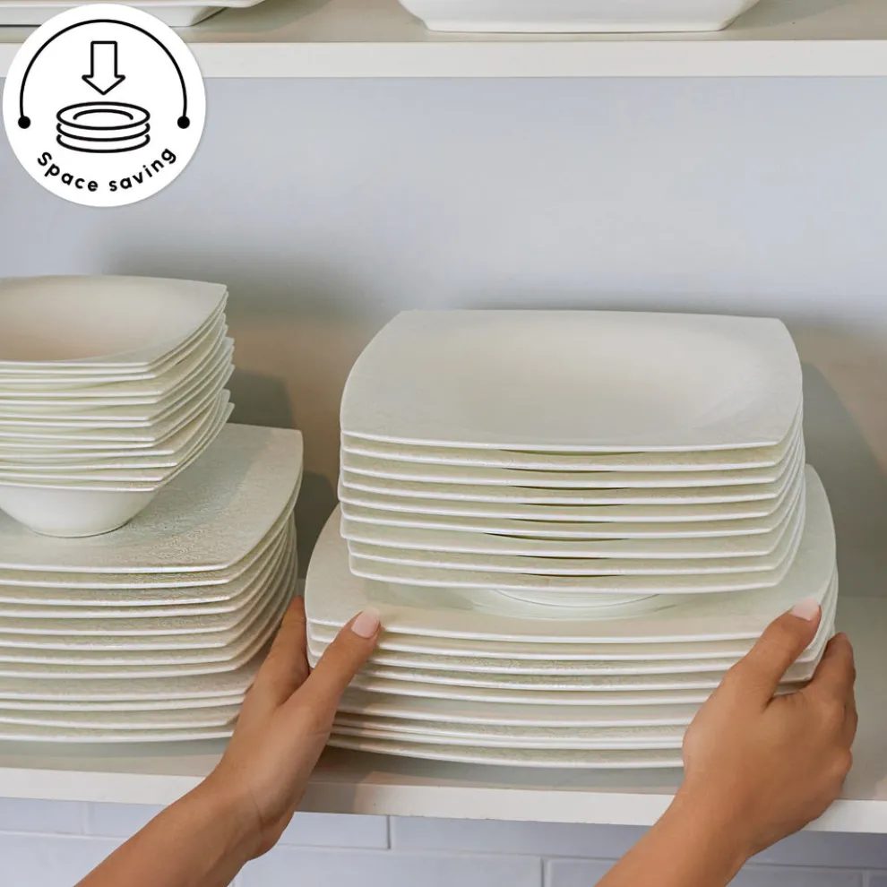 Karaca Fine Pearl Helen 62-Piece Dinner Set for 12 People, White