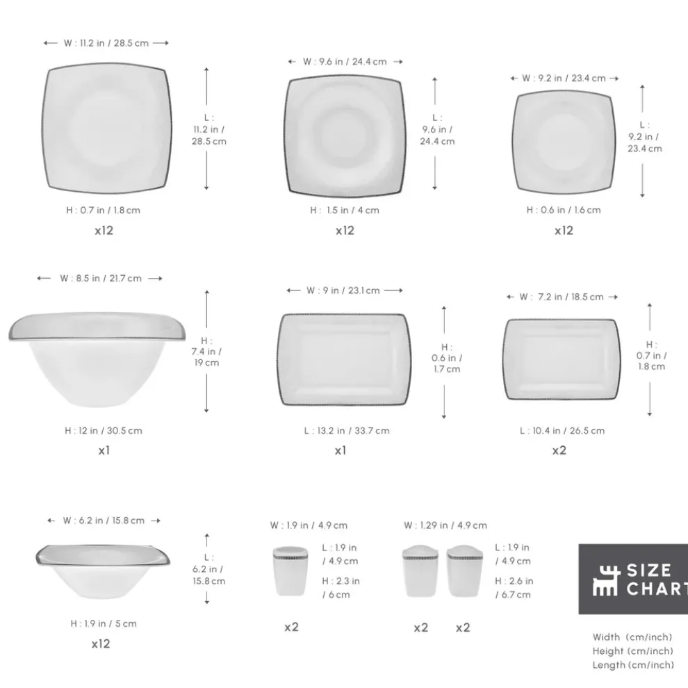 Karaca Fine Pearl Neklus 58-Piece Dinner Set for 12 People, Gold