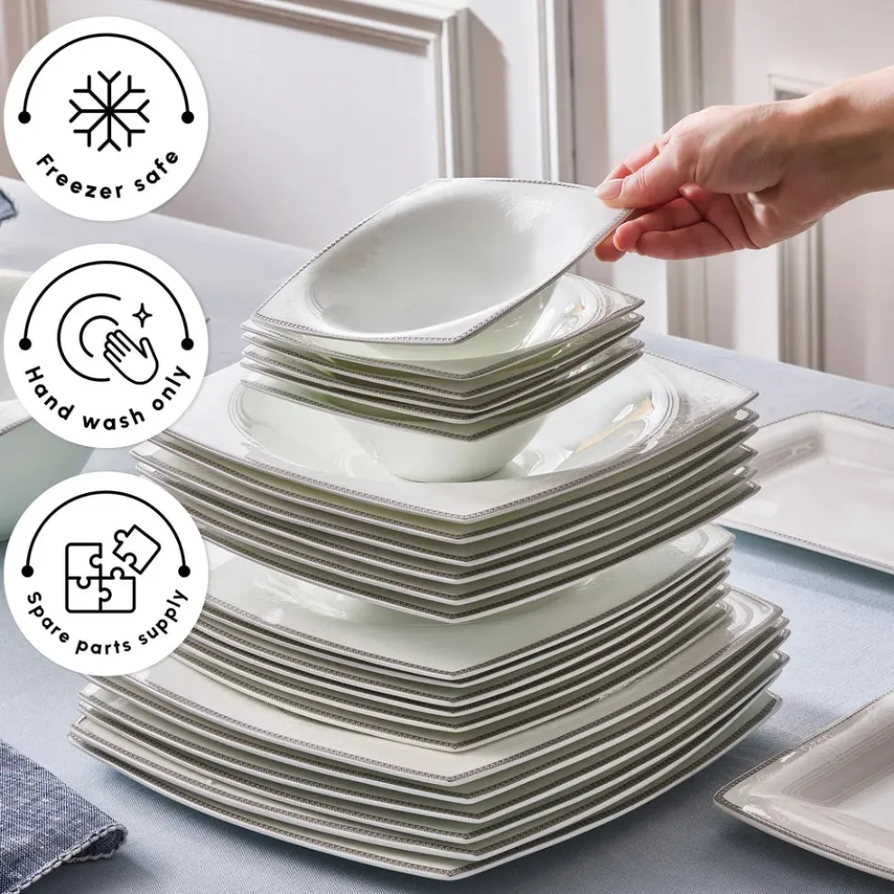 Karaca Fine Pearl Neklus 58-Piece Dinner Set for 12 People, Gold