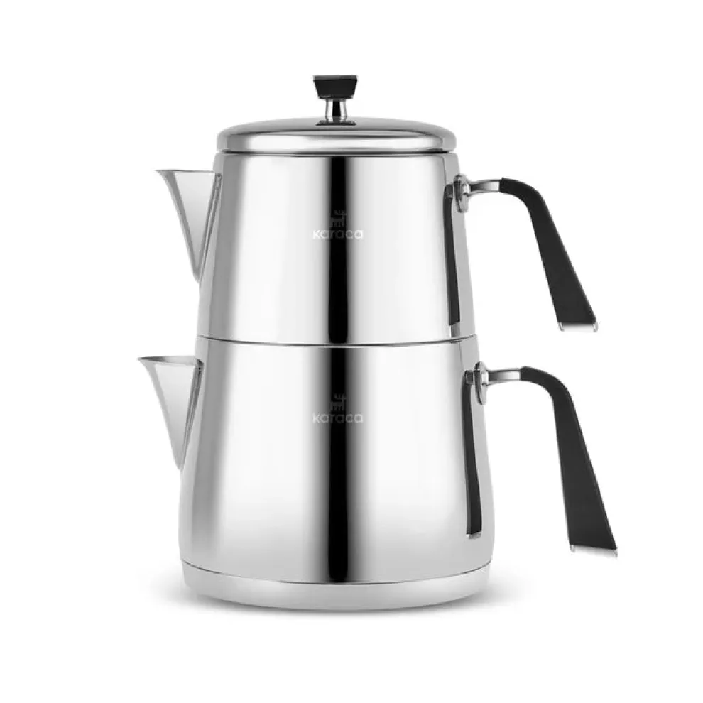 Karaca Fiona Stainless Steel Teapot Set, XL, Silver