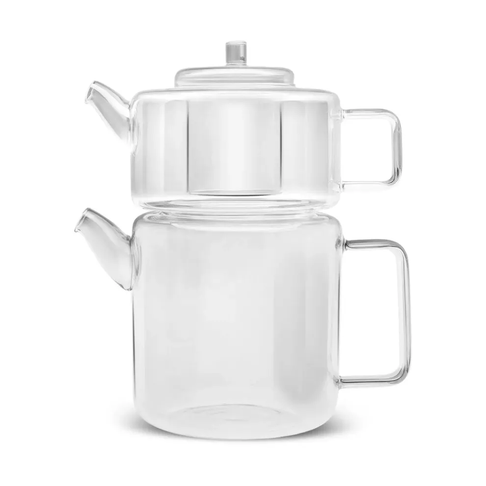 Karaca Flat Borosilicate Glass Teapot, Transparent