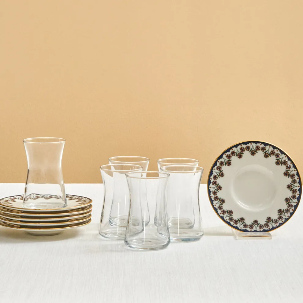 Karaca Florus 12-Piece Turkish Tea Set for 6 People, Multi