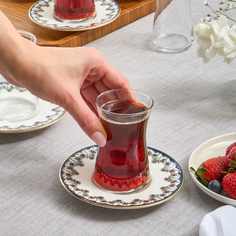 Karaca Florus 12-Piece Turkish Tea Set for 6 People, Multi
