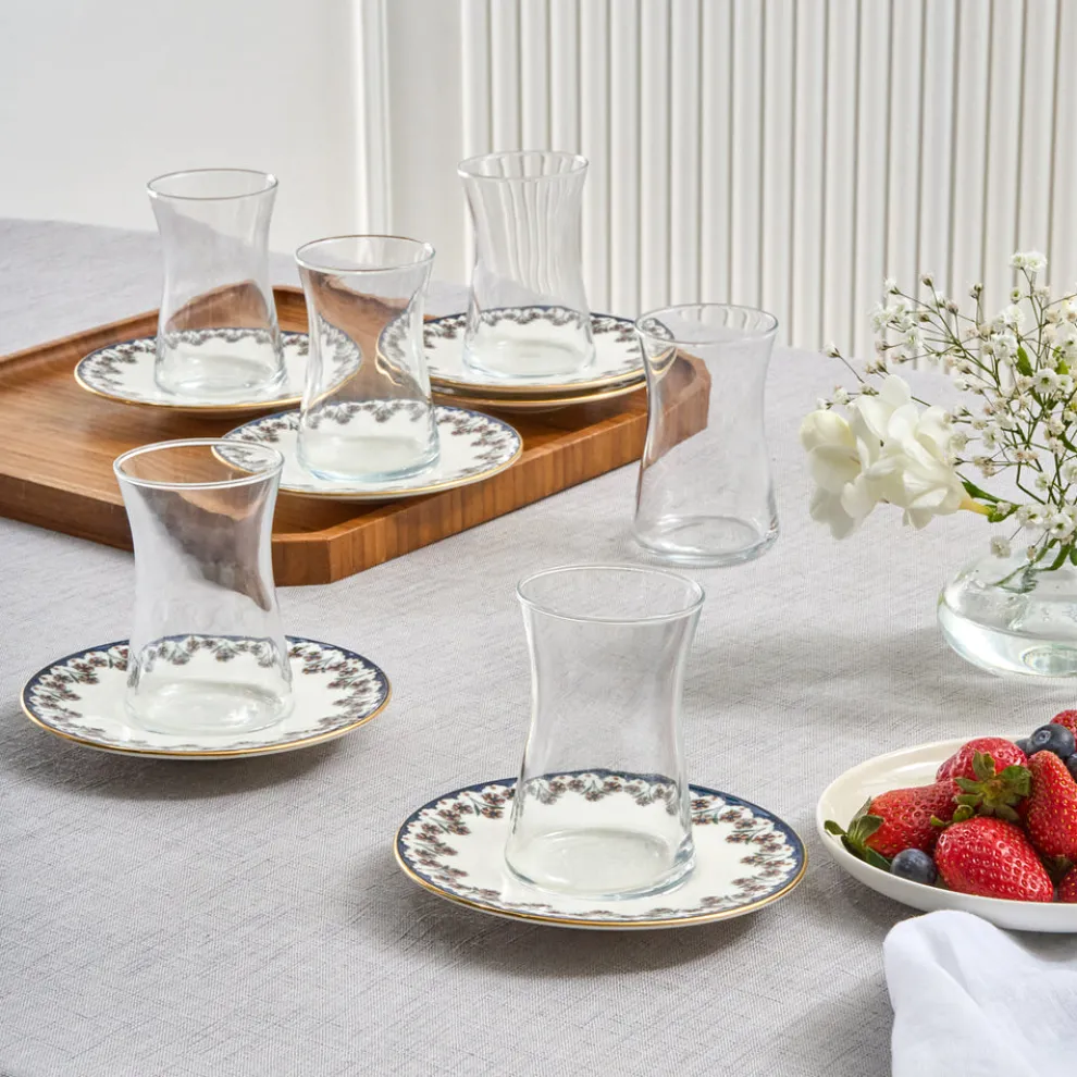 Karaca Florus 12-Piece Turkish Tea Set for 6 People, Multi