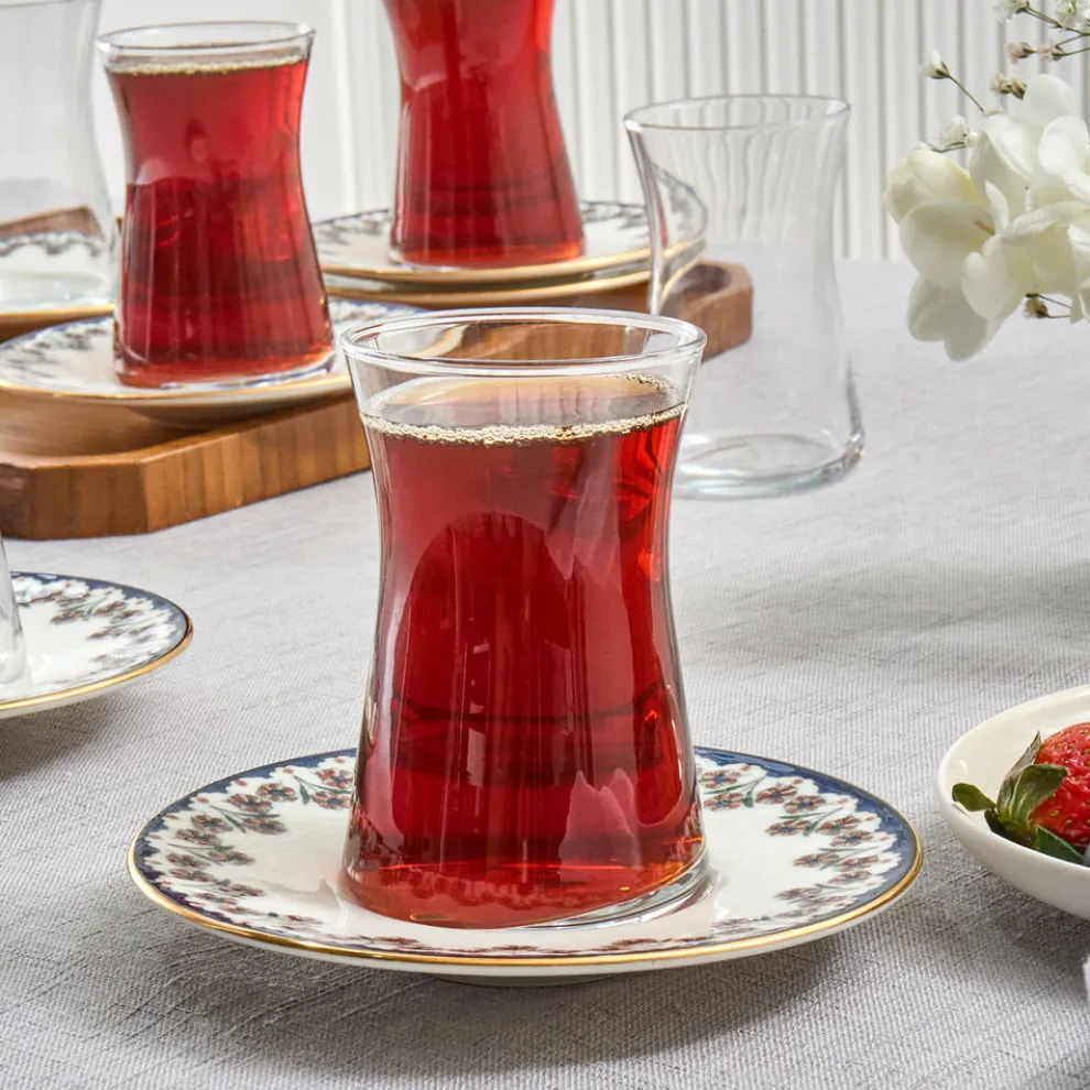 Karaca Florus 12-Piece Turkish Tea Set for 6 People, Multi