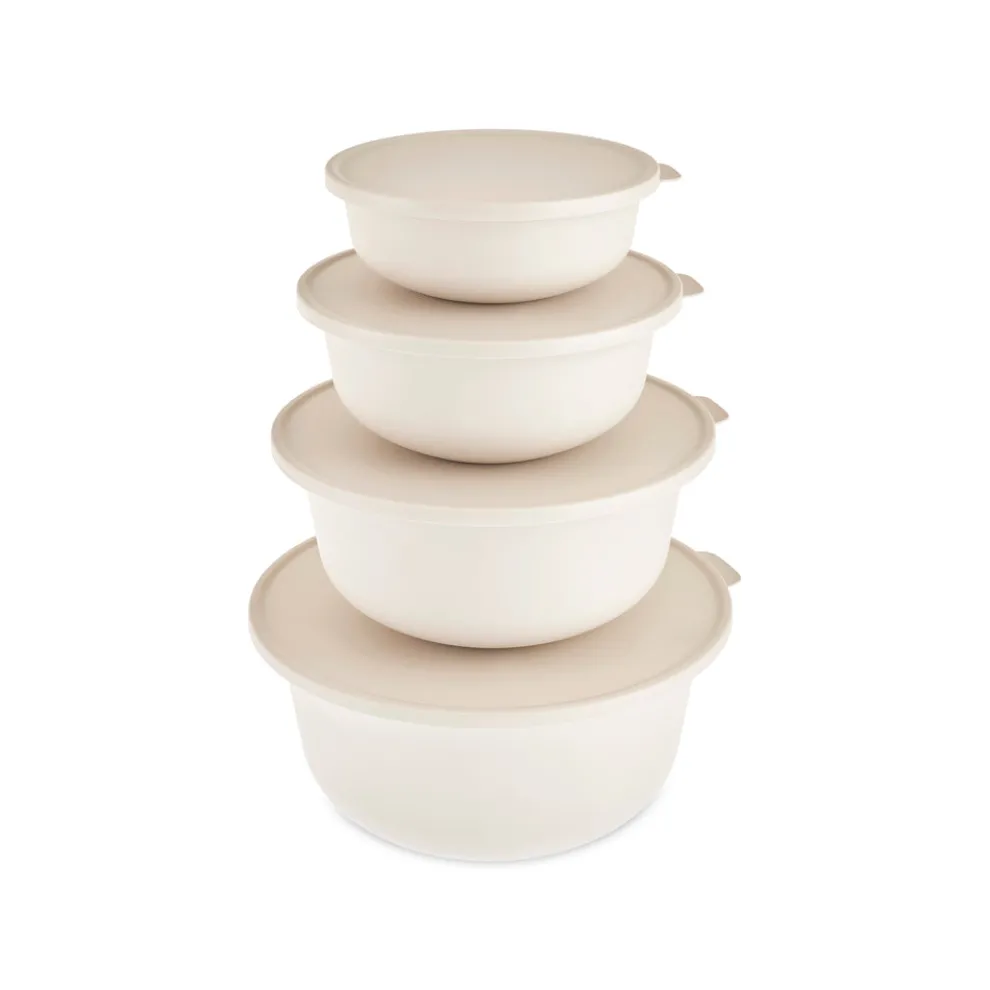 Karaca Forbs 4-Piece 2 in 1 Storage Container Set, Cream